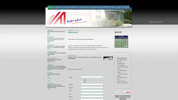 Website Screenshot: hofer-plast Ing. Andreas Hofer Kunststoffe und techn. Produkte; Handelsagentur - Willkommen - Date: 2023-06-22 15:12:24