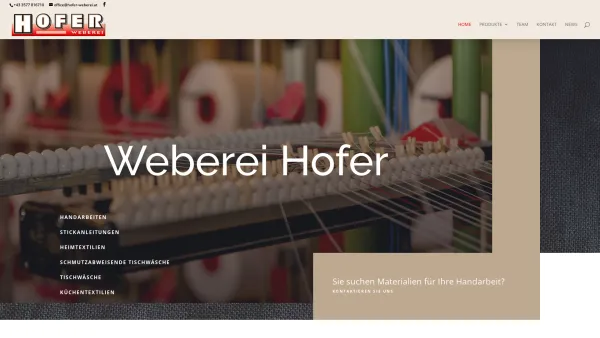 Website Screenshot: Weberei Hofer - Home - Weberei Hofer - Date: 2023-06-22 15:12:24