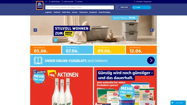 Website Screenshot: Hofer KG - Da bin ich mir sicher - Lebensmittel zum HOFER Preis | HOFER - Date: 2023-06-14 10:40:37
