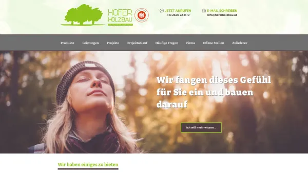 Website Screenshot: Hofer-Holz-Bau Gesellschaft H o f e r H o l z b a u Wir machen Holz zum Thema - Startseite | Hofer-Holz-Bau Ges.m.b.H. - Date: 2023-06-22 15:12:24