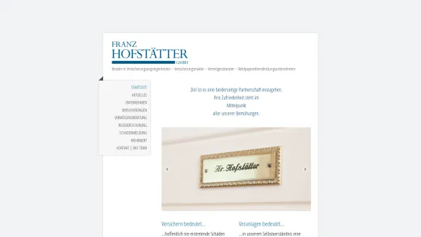 Website Screenshot: Hofstaetter GmbH - Versichern bedeutet... - Franz Hofstätter GmbH - Date: 2023-06-15 16:02:34