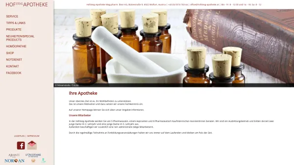 Website Screenshot: Hofsteig-Apotheke. Vorarlbergs führende Apotheke in Alternativ Medizin. - Willkommen | Website | Hofsteig Apotheke - Date: 2023-06-22 15:13:58