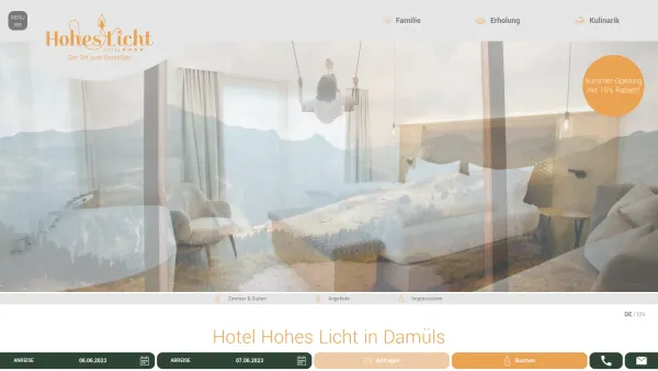 Website Screenshot: Hotel Hohes Licht Damüls Bregenzerwald - Hotel Hohes Licht in Damüls in Vorarlberg - Date: 2023-06-15 16:02:34