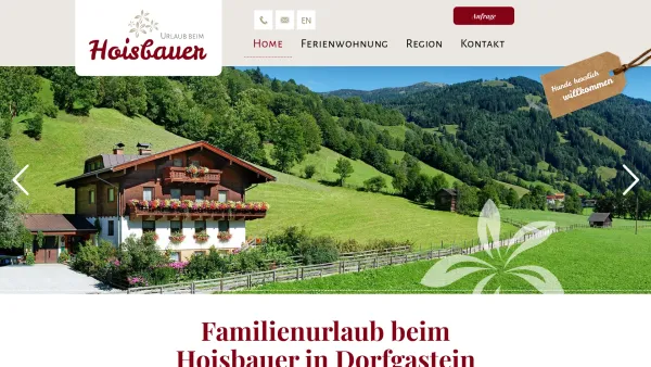 Website Screenshot: Hoisbauer - Hoisbauer – Familienurlaub, Thermenurlaub & Skiurlaub im Gasteinertal - Date: 2023-06-22 15:13:58