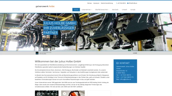 Website Screenshot: Galvanowerk Julius Holbe Gesellschaft Outsourced - Galvanik und Oberfläche in Wels : Julius Holbe GmbH - Date: 2023-06-22 15:13:58