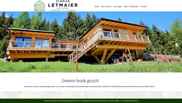 Website Screenshot: Letmaier Zimmerei- und Holzbaugesellschaft m.b.H. - Zimmerei & Holzbau Florian Letmaier in Gröbming - Date: 2023-06-22 15:12:28