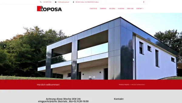 Website Screenshot: Holzbau Roposa - Herzlich willkommen! - Holzbau Roposa - Date: 2023-06-22 15:12:28