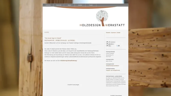 Website Screenshot: HolzdesignWerkstatt Friedrich Seitlinger - Restaurator, Tischler und Altmoebel in Kuchl bei Salzburg - Date: 2023-06-14 10:40:38