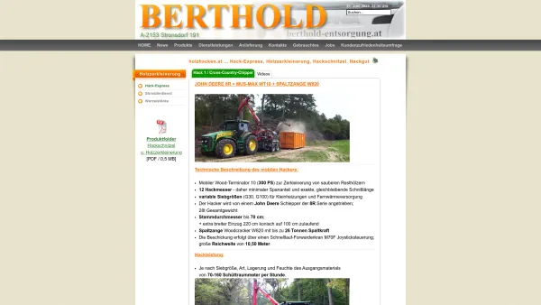 Website Screenshot: WWW.HOLZHACKEN.AT Berthold GmbH - BERTHOLD Entsorgung, Hackgut, Hackschnitzel, Weinviertelbriketts, Kompost +43 2526 7296 - Date: 2023-06-22 15:12:28