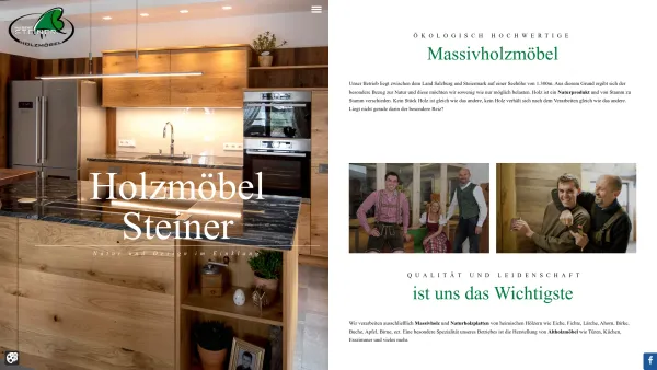 Website Screenshot: Holzmöbel Hubert Steiner Startseite - Holzmöbel Hubert Steiner, Möbel aus Massivholz Tischlerei in Ranten - Date: 2023-06-22 15:17:09