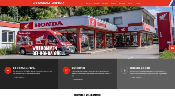 Website Screenshot: Honda Grell Werner Grell Ges.m.b.H. & Co.KG - Willkommen - Motorrad-Erlebniswelt Honda Grell - Grein - Date: 2023-06-22 15:17:09
