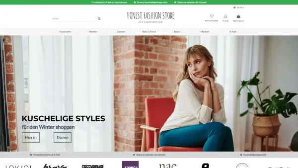 Website Screenshot: Honest Fashion Store - BIO MODE und nachhaltige Kleidung - Fair Fashion shoppen - Date: 2023-06-26 10:26:24