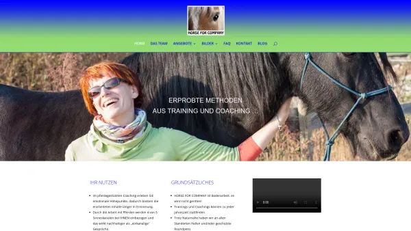Website Screenshot: Horse for Company pferdegestütztes Coaching - Pferdegestütztes Coaching für Konfliktmanagement, Stressabbau uvm. - Date: 2023-06-22 15:12:32