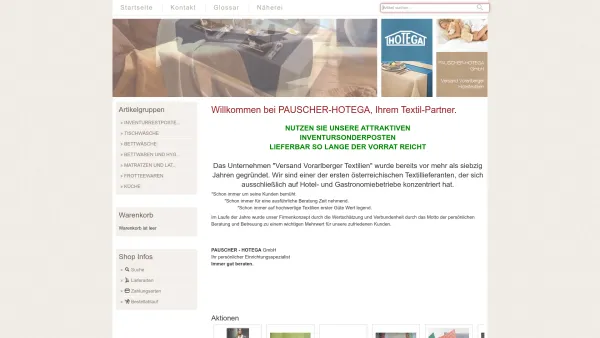 Website Screenshot: Hotega Versand Vorarlberger Hoteltextilien Regber Gesellschaft m.b.H. Co. Neue Seite 1 - Startseite - Date: 2023-06-14 16:36:06