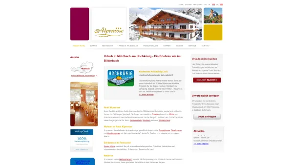 Website Screenshot: Gasthof Alpenrose - Hotel Alpenrose Mühlbach, Skiurlaub Wanderurlaub Familienurlaub Region in Mühlbach am Hochkönig Region Hochkönig - Date: 2023-06-22 15:12:32