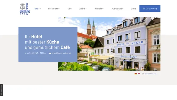 Website Screenshot: Hotel Anker*** - Hotel Anker in Klosterneuburg | Gästezimmer und Restaurant - Date: 2023-06-22 15:12:32