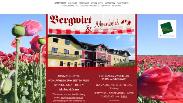 Website Screenshot: Bergwirt Schrammel Zwettl - Bergwirt Schrammel & Mohnhotel in Zwettl / Waldviertel - Date: 2023-06-22 15:12:32