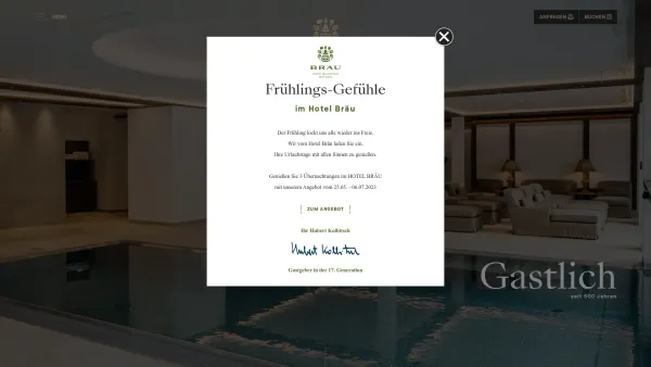 Website Screenshot: Hotel Gasthof Bräu - 4 Sterne Hotel in Zell im Zillertal | Hotel & Gasthof Bräu - Date: 2023-06-22 15:12:32