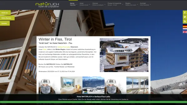 Website Screenshot: Natürlich. Hotel mit Charakter - Hotel in Fiss, Tirol. Natürlich. Hotel mit Charakter in Serfaus-Fiss-Ladis. - Date: 2023-06-22 15:14:05