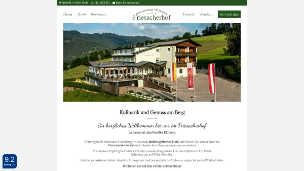 Website Screenshot: Friesacherhof Hotel-Restaurant - Home - Hotel Friesacherhof - Kulinarik & Genuss - Date: 2023-06-22 15:14:05