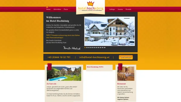 Website Screenshot: Hotel Hochkönig - Hotel Hochkönig - Restaurant, Wellness, Kristallerlebnis in Dienten am Hochkönig. - Date: 2023-06-22 15:14:05