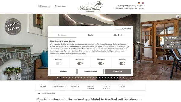 Website Screenshot: Johann Hotel Hubertushof - Ihr authentisches Hotel in Großarl: Aktivhotel Hubertushof - Hotel Hubertushof Großarl - Date: 2023-06-22 15:14:05