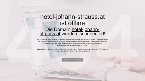 Website Screenshot: Hotel Johann Strauss**** - hotel-johann-strauss.at ist offline / disconnected - Date: 2023-06-22 15:14:05