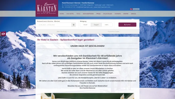 Website Screenshot: Johann Adelheid Klammer Hotel Sitemap - Ihr Hotel in Gastein - Spitzenkomfort leger geniessen! - Date: 2023-06-22 15:14:06