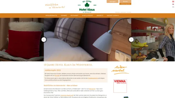 Website Screenshot: Rudolf Klaus HOTEL KLAUS - 50 Jahre Hotel Klaus: Übernachten im Weinviertel und Wien besuchen - Date: 2023-06-22 15:14:06