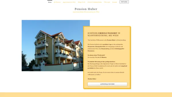 Website Screenshot: Appartement in 1200 Wien und 1090 Wien ab sofort verfügbar für 2 Personen und 2 bis 5 Personen - Ab €35,- | Pension Huber Klosterneuburg | - Date: 2023-06-15 16:02:34