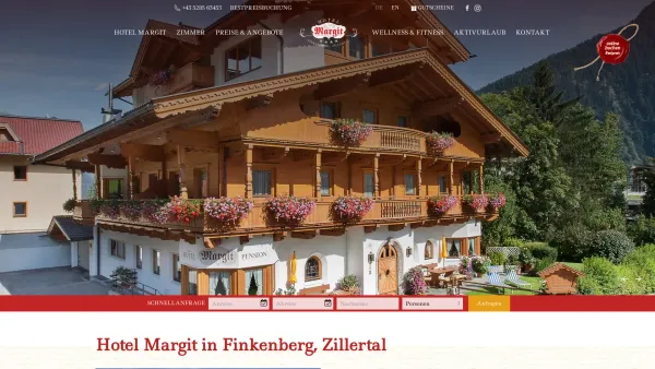 Website Screenshot: Hotel Pension Margit - Hotel Margit Finkenberg Mayrhofen Tux Hintertux Penken - Date: 2023-06-22 15:12:36