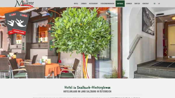 Website Screenshot: Hotel Mitterer Saalbach Wimreiter Wintersport Austria Österreich - Hotel Mitterer in Saalbach im Salzburger Land - Date: 2023-06-14 10:40:41