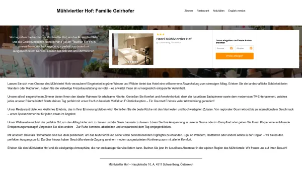 Website Screenshot: Krista Robert Scharrer Gesellschaft Hotel Mühlviertler Hof - Mühlviertler Hof: Familie Geirhofer - Date: 2023-06-22 15:12:36