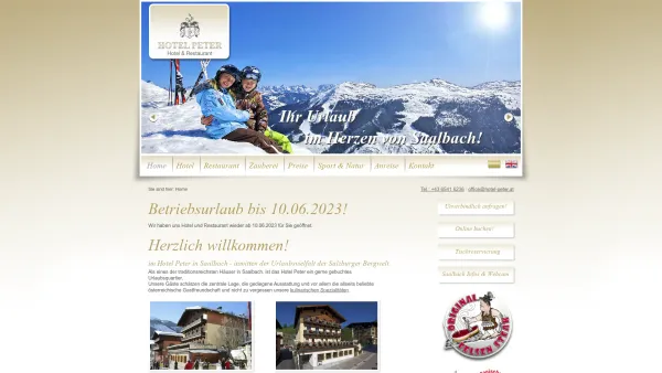 Website Screenshot: Hotel Peter - Hotel Peter - Ihr Urlaub mitten im Herzen von Saalbach - Date: 2023-06-14 10:40:41