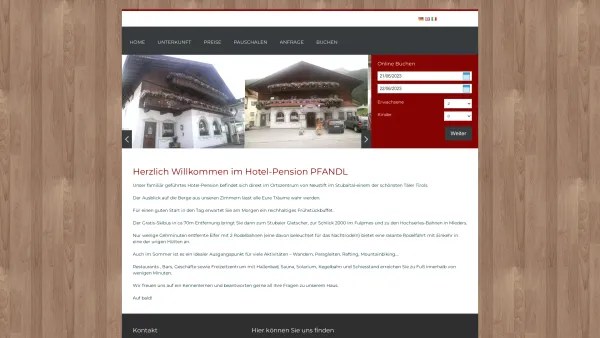 Website Screenshot: Hotel Garni Pfandl Neustift im Stubaital - Willkommen - Hotel Pension Pfandl - Date: 2023-06-22 15:12:36