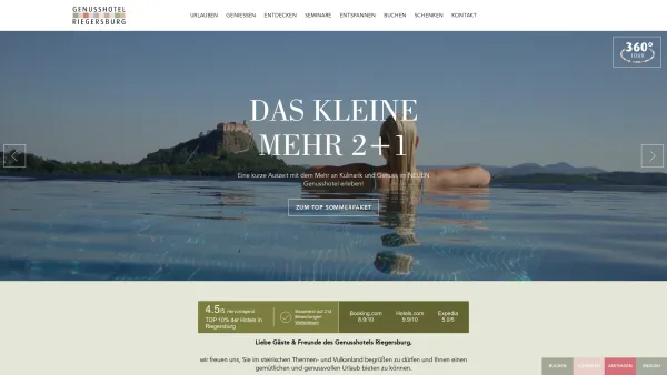 Website Screenshot: Genusshotel Riegersburg GmbH - Genusshotel Riegersburg - GANZ NAH AM GENUSS! - Date: 2023-06-22 15:12:36
