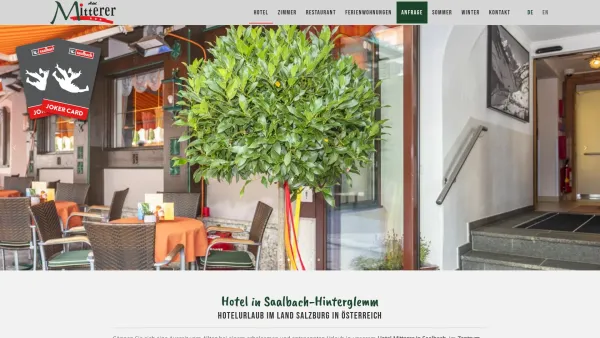Website Screenshot: Hotel Mitterer Saalbach - Hotel Mitterer in Saalbach im Salzburger Land - Date: 2023-06-14 10:40:41