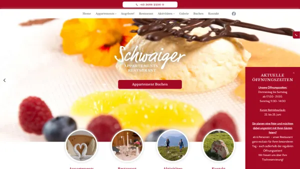 Website Screenshot: Hotel Restaurant Schwaiger - Appartements im Ausseerland - Salzkammergut - Appartementhaus Schwaiger - Date: 2023-06-22 15:12:36