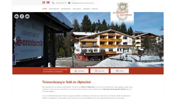 Website Screenshot: Hotel Sonnwend - Ferienwohnung Reith im Alpbachtal - Apartment Sonnwend - Ferienwohnungen im Alpbachtal - Date: 2023-06-22 15:12:36
