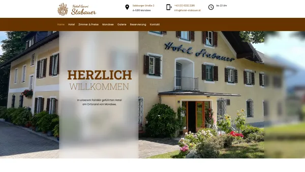 Website Screenshot: Hotel Garni Stabauer Ulrike Knoblechner Urlaub am Mondsee - Hotel Garni Stabauer – familiär geführtes Hotel am Ortsrand von Mondsee - Date: 2023-06-22 15:12:36