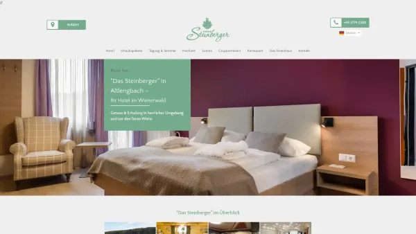 Website Screenshot: Hotels Steinberger - Hotel Das Steinberger | Feiern, Tagen, Urlaub im Wienerwald - Date: 2023-06-22 15:12:36