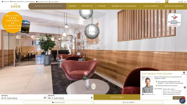 Website Screenshot: Hotel Zach*** - Stadthotel im Zentrum von Innsbruck - 3* Hotel Zach - Date: 2023-06-14 10:40:41
