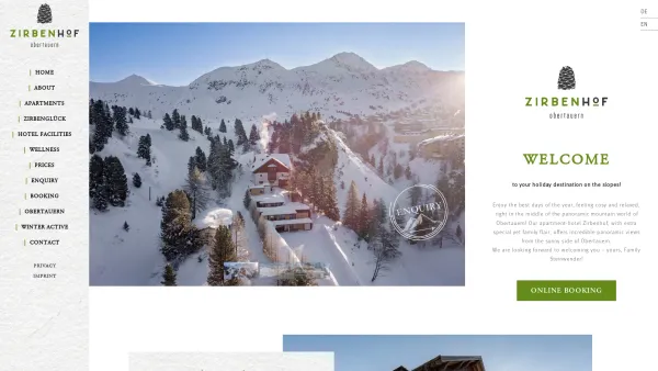 Website Screenshot: Hotel Garni Zirbenhof - Aparthotel Zirbenhof - Welcome in Obertauern - holidays directly on the slopes - Date: 2023-06-22 15:16:00