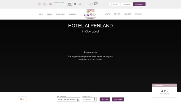 Website Screenshot: Hotel Obergurgl Ötztal Tirol Hotel Alpenland 4 Sterne Hotel Ötztal Obergurgl - Sommerurlaub - Hotel Alpenland - Date: 2023-06-22 15:16:00