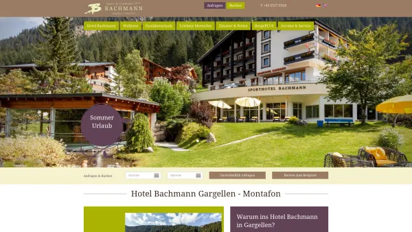Website Screenshot: Sport und Vitalhotel Bachmann**** - Hotel Bachmann Gargellen | Montafon | Vitalhotel | Vorarlberg - Date: 2023-06-22 15:16:00