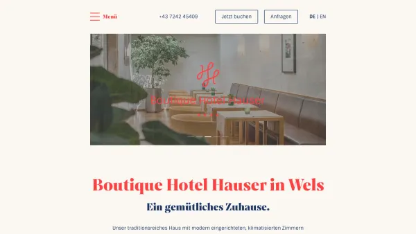 Website Screenshot: Boutique Hotel Hauser**** - Hotel in Wels - Zentrum | Boutique Hotel Hauser **** - Date: 2023-06-22 15:16:32
