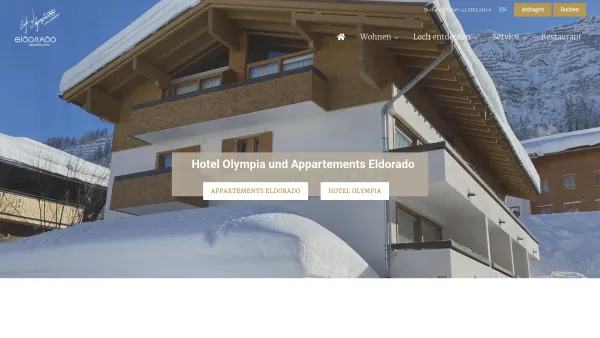 Website Screenshot: Alfred Hotel/Cafe OLYMPIA und Appartementhaus ELDORADO Lech am Arlberg - Hotel & Ferienwohnungen Lech - Hotel Olympia/Eldorado Appartements - Date: 2023-06-22 15:12:39