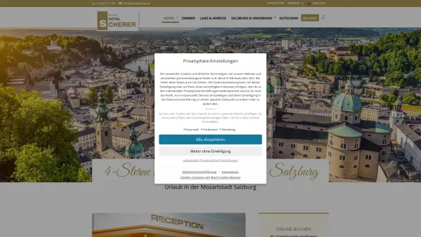 Website Screenshot: Flair Hotel Scherer - Urlaub im Zentrum von Salzburg | 4-Sterne Hotel Scherer - Date: 2023-06-14 10:40:44