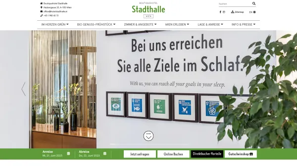 Website Screenshot: HS Hotelbetriebs Hotel Stadthalle - Grüner Städteurlaub in Wien | Boutiquehotel Stadthalle - Date: 2023-06-22 15:12:39