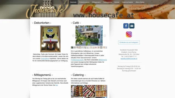 Website Screenshot: housecafe.at die Konditorei - - Dekortorten - - housecafes Webseite! - Date: 2023-06-22 15:12:39
